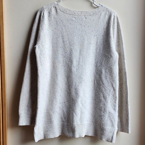 LOFT Oatmeal Speckled Crew Neck Sweater Size Large - Picture 13 of 13